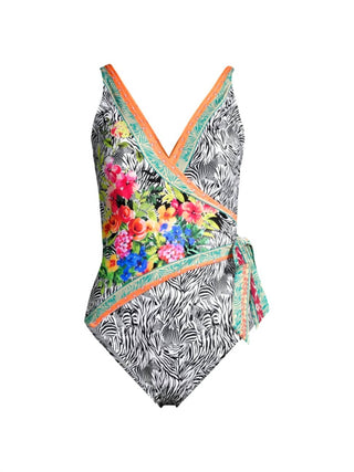 Johnny Was - Zebra Print Wrap Style Swimsuit