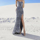 Vienna Prom - Sequin High Slit Fringe Prom Dress