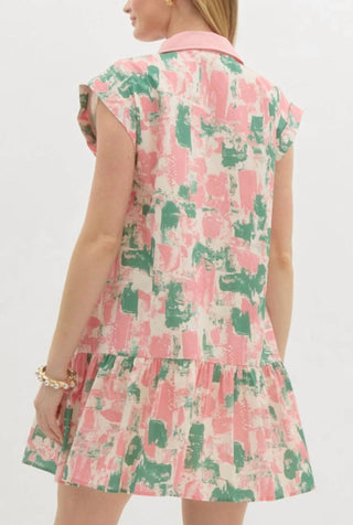 Entro - Pintuck Detail Watercolor Dress