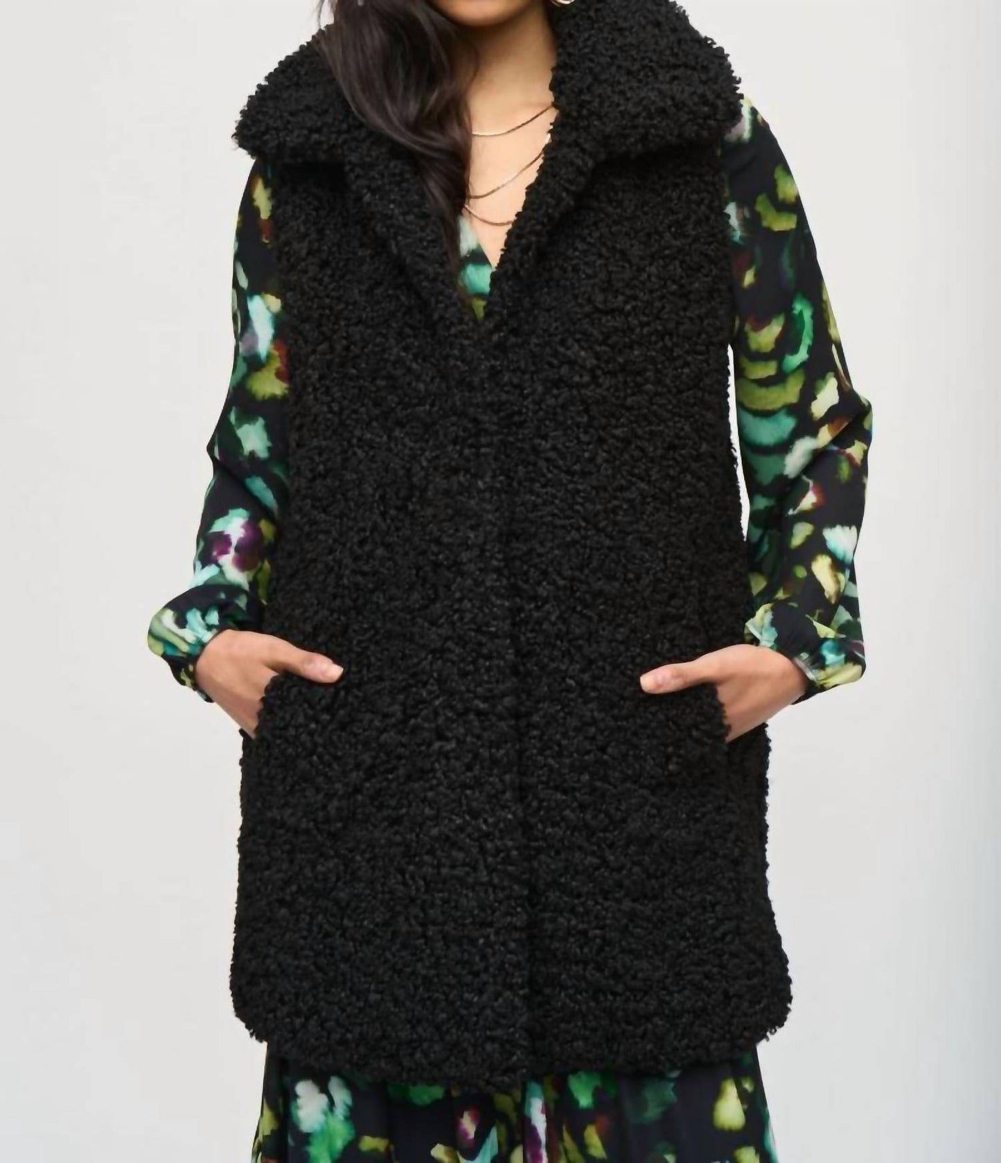 Joseph Ribkoff - Faux Fur Sleeveless Collared Vest
