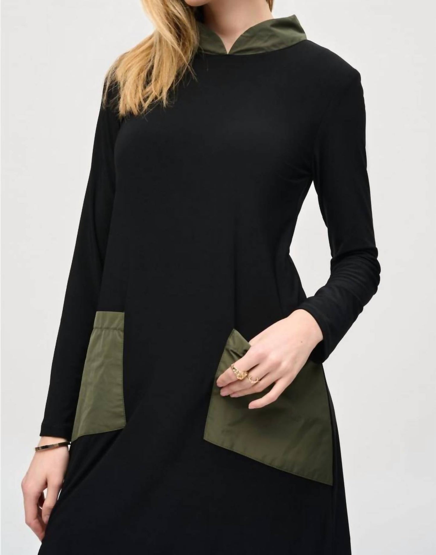 Joseph Ribkoff - Two-tone Color Block Long Sleeve Shift Dress
