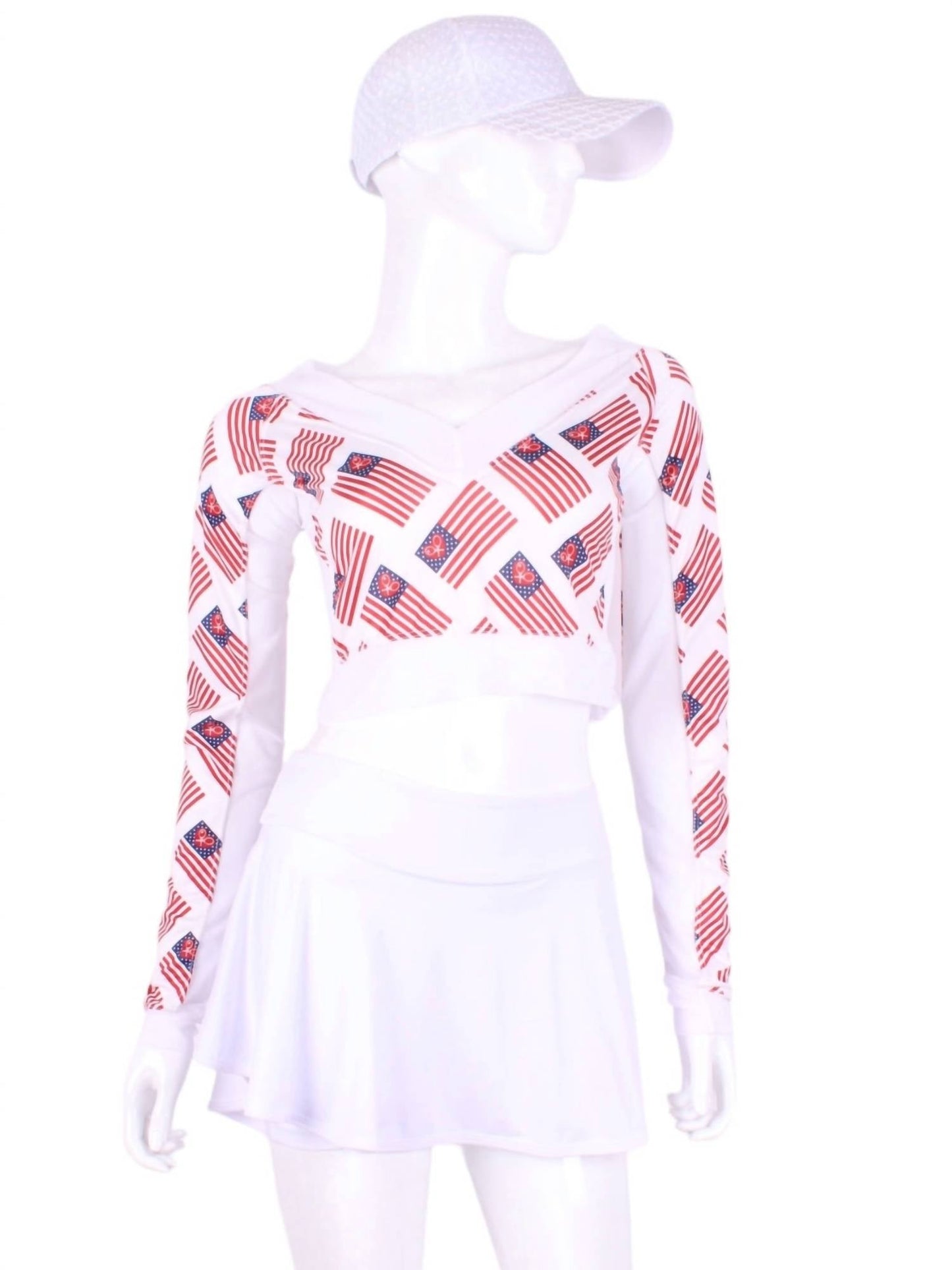 Love Love Tennis - Women's Flag Vee Tennis Crop Top