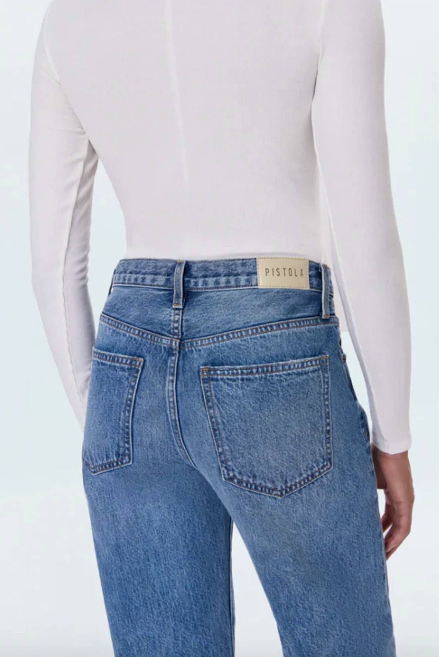 Pistola - Lexi Mid Rise Bowed Straight Jeans