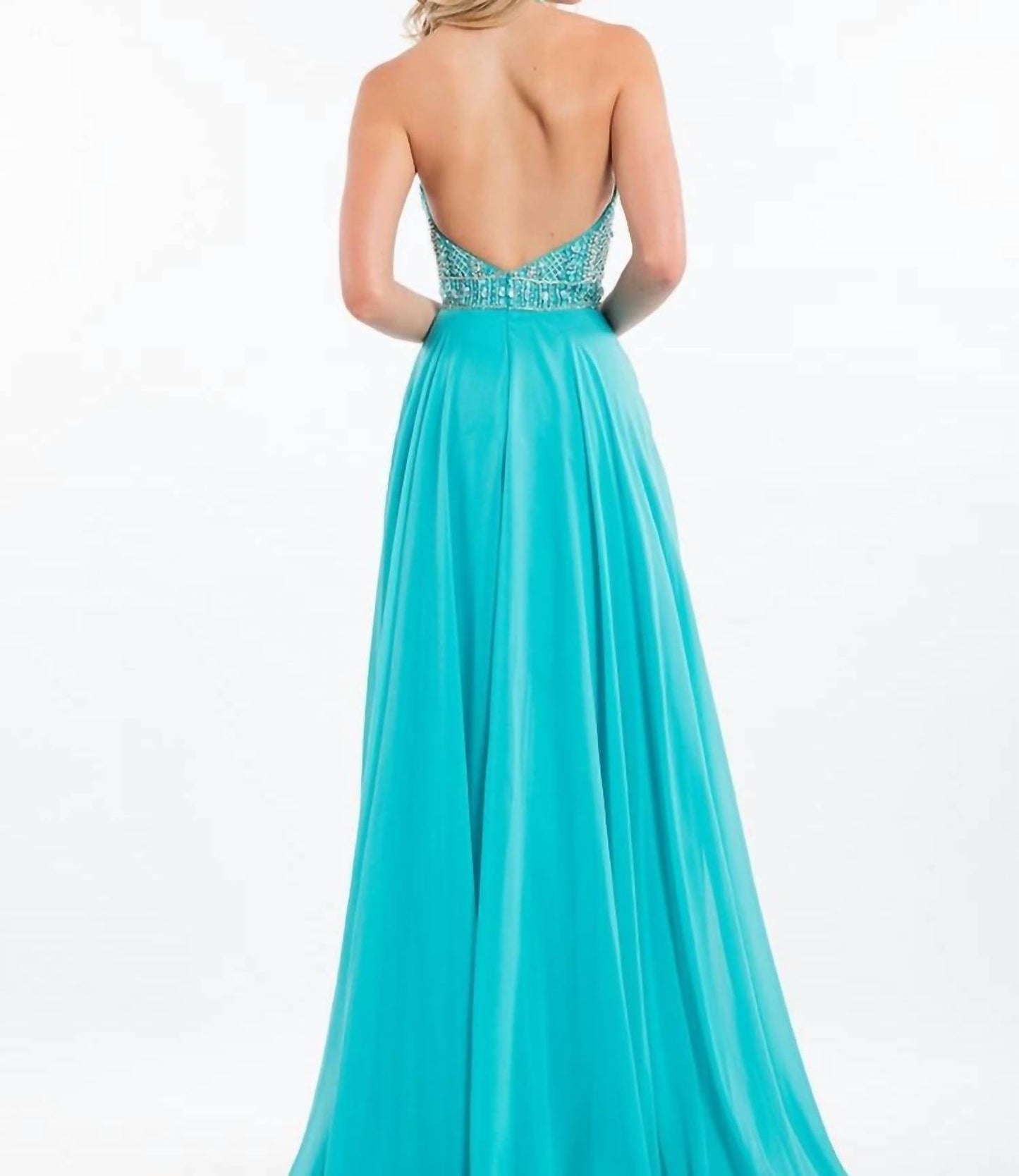 Rachel Allan - Open Back Beaded Chiffon Gown