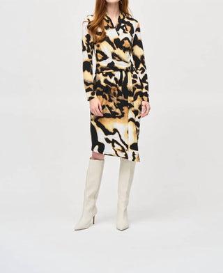 Joseph Ribkoff - Animal Print Faux Wrap Sheath Dress