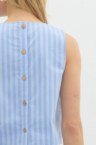 Entro - Striped High-low Hem Sleeveless Top