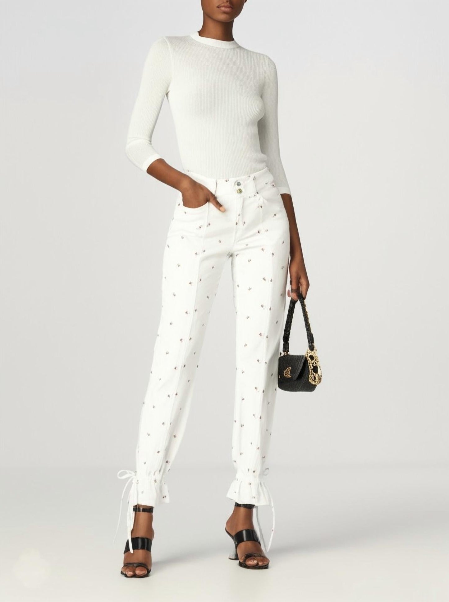 Something Navy - SYLVIA DENIM PANTS WITH TIE