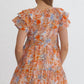 Entro - Ruffle Sleeves And Pockets Floral Mini Dress