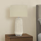Contemporary Lighting Table Lamp in Cream Ceramic and Beige Fabric