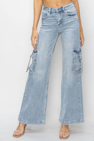 Risen - Felicia Cargo Pocket Wide Leg Denim