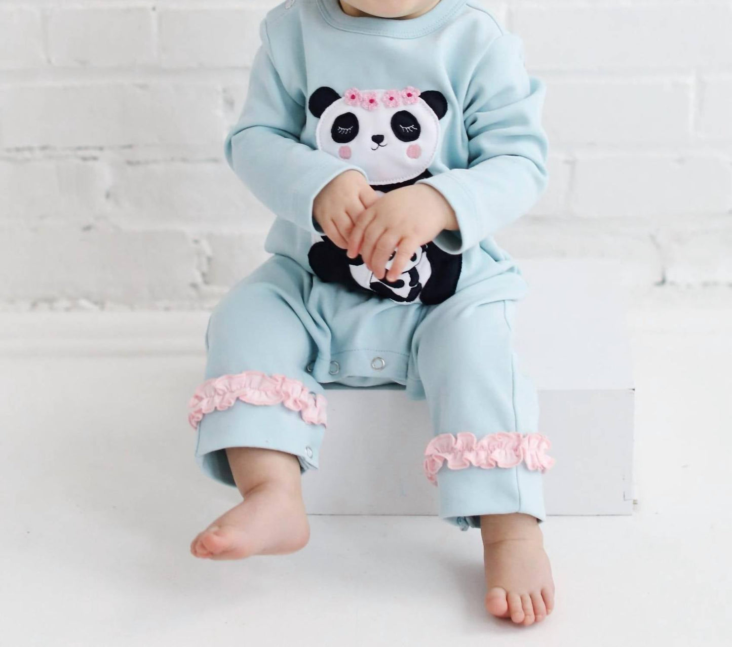 Lemon Loves Layette - Baby Girls Panda Romper