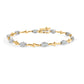 10K White and Yellow Gold 1.00 Cttw Diamond Oval Shaped Cluster Link  Bracelet (I-J Color, SI2-I1 Clarity) - 7" Inches