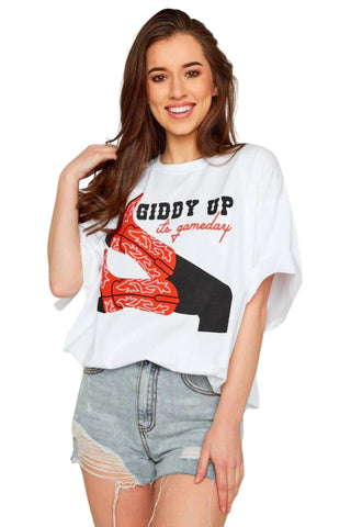 Buddylove - Giddy Up It's Gameday Oversized Graphic Tee