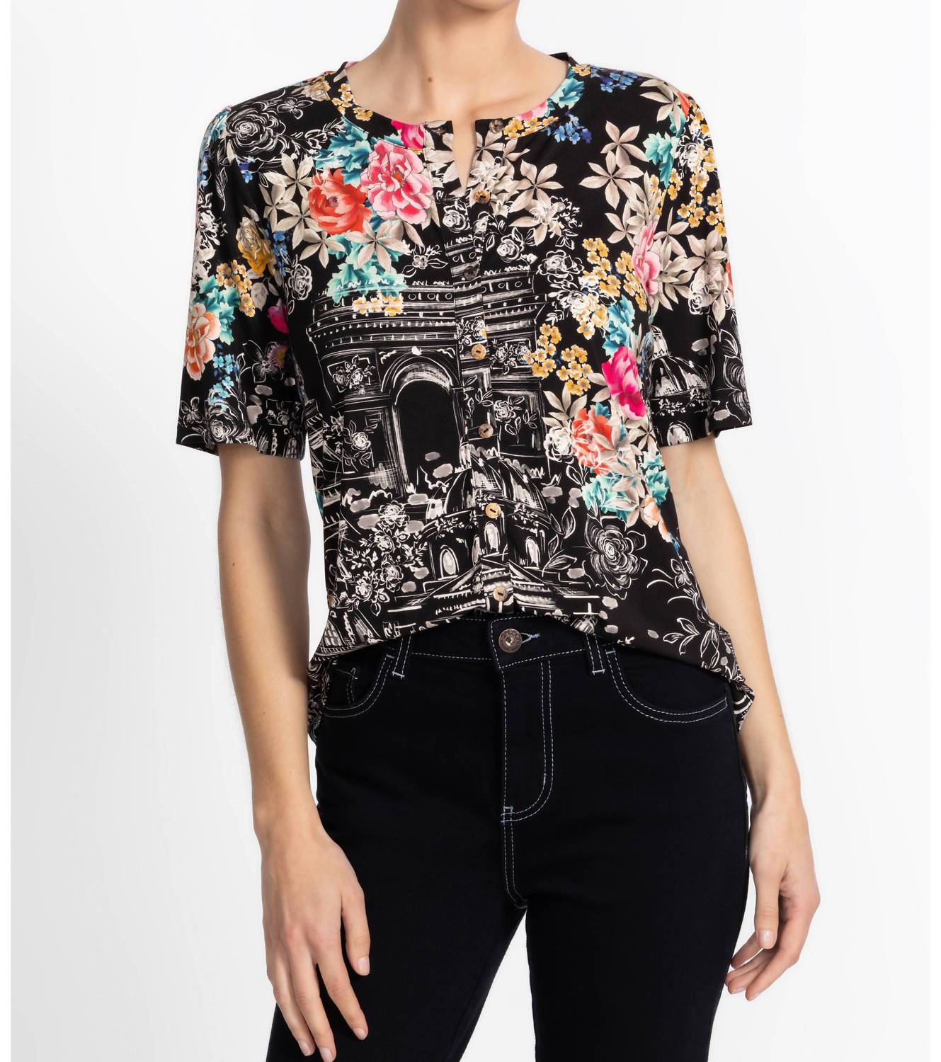 Johnny Was - Janie Fav Kimono Sleeve Mandarin Tee
