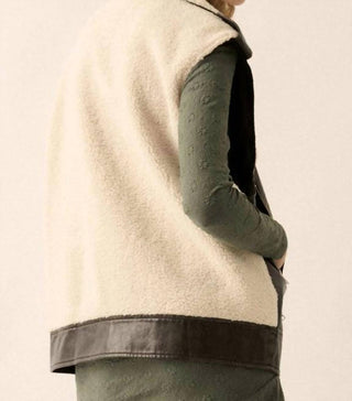 Promesa - Vegan Leather And Fleece Zip-up Motorcycle Vest