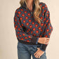 &Merci - Floral Mock Neck Half Zip Pullover