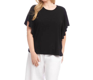 Karen Kane - Flutter Sleeve Crew Neck Top - Plus