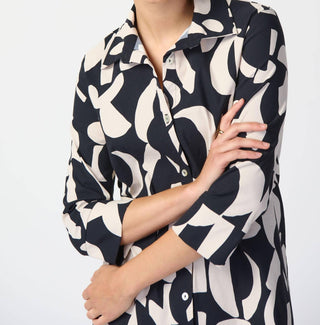 Joseph Ribkoff - Abstract Print Stretch Poplin Trapeze Dress