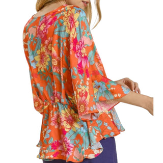 Umgee - Floral Print Peplum Top