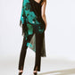 Joseph Ribkoff - Floral Print Asymmetric Chiffon One-shoulder Top
