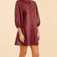 Dolce Cabo - Puff Sleeves Faux Leather Dress
