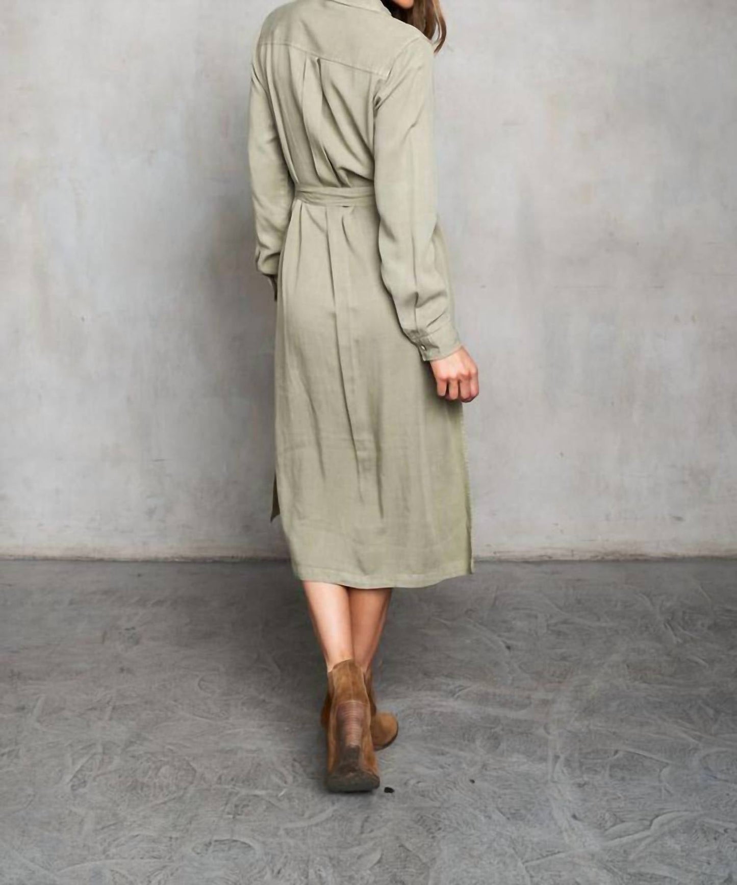 Paparazzi - Tencel Slub Long Sleeve Shirt Dress