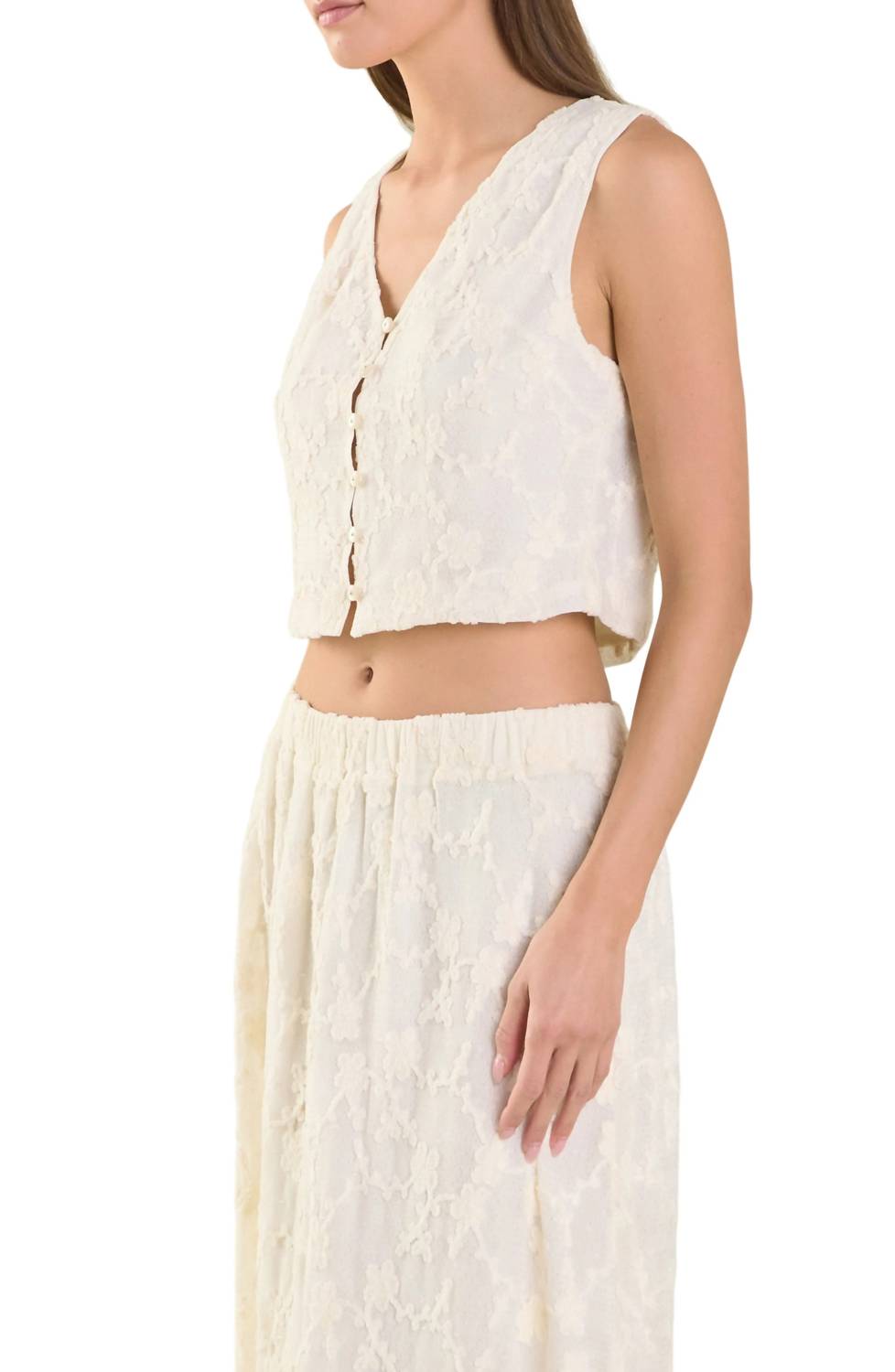 2.7 August Apparel - Floral Lace Vest