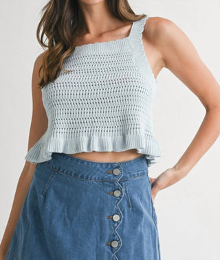 Miou Muse - Crochet Ruffle Hem Top