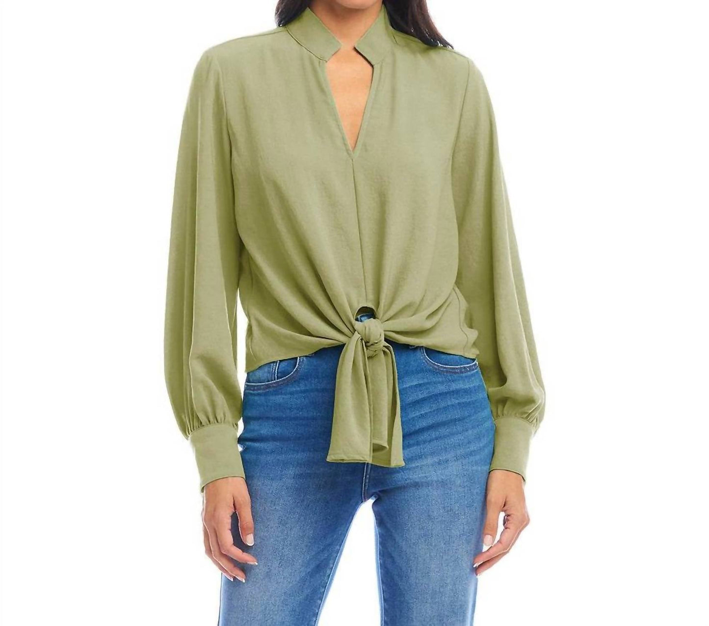 Karen Kane - Long Sleeve Tie-Front Top