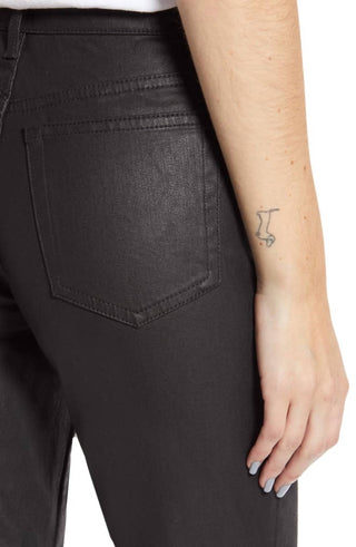 Topshop - Coated High Rise Raw Hem Cropped Straight Leg Jeans