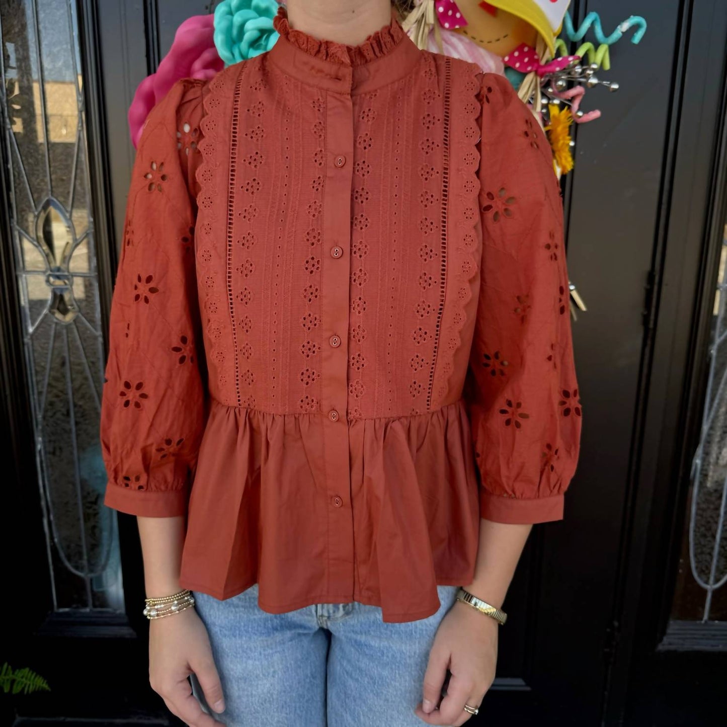 Entro - Eyelet Sleeve Top