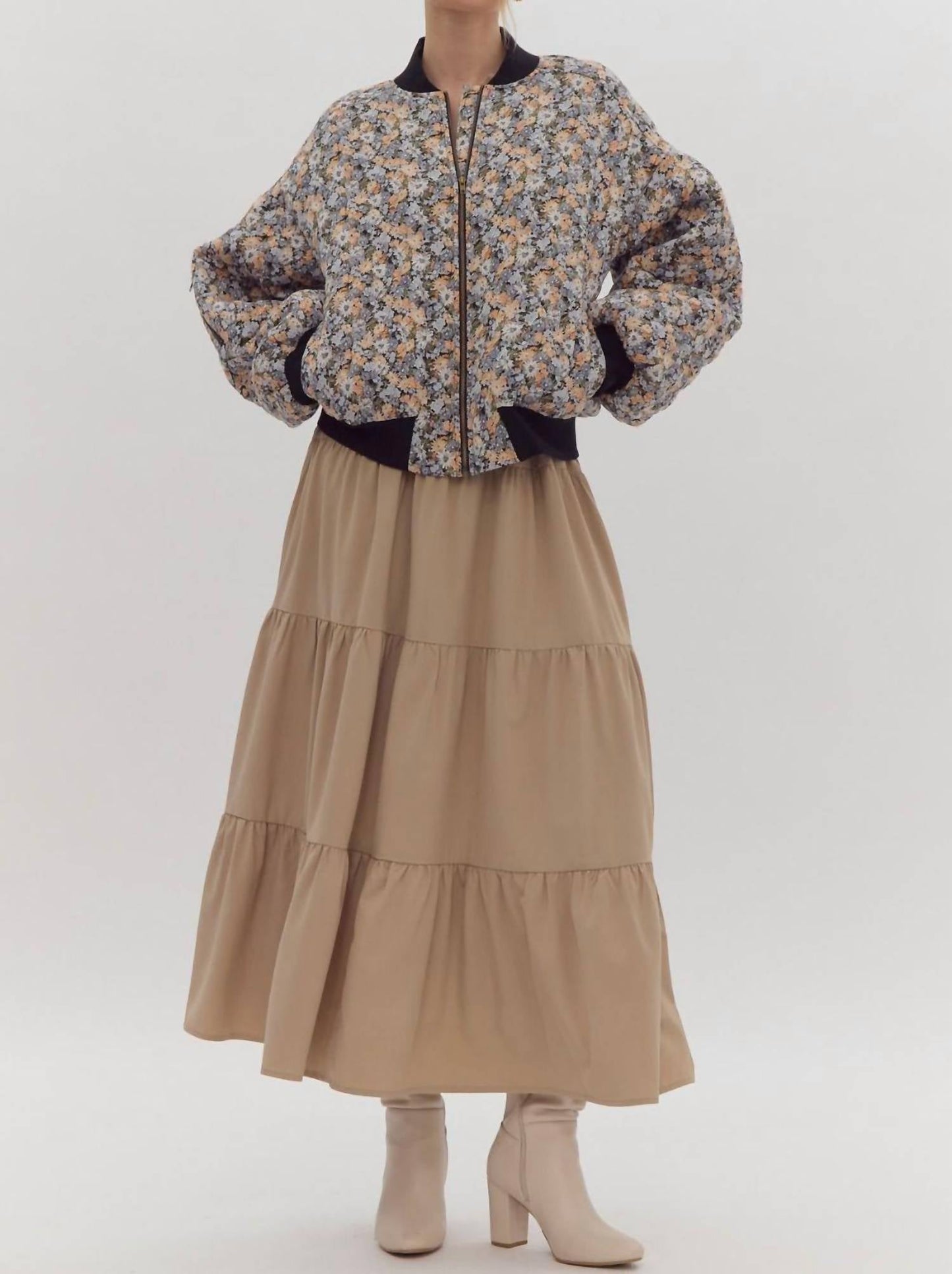 Entro - Look Out For You Floral Quilted Bomber Jacket