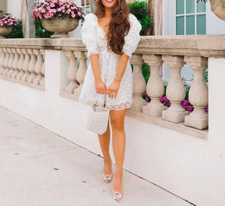 Buddylove - Floral Eyelet Babydoll Mini Dress