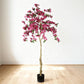 Artificial Bougainvillea Tree, Realistic Faux Potted Plant For Indoor Home Decor - Dark Pink / Green Leaves