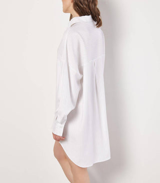 Apricot - Pinstripe Oversized Shirt Dress