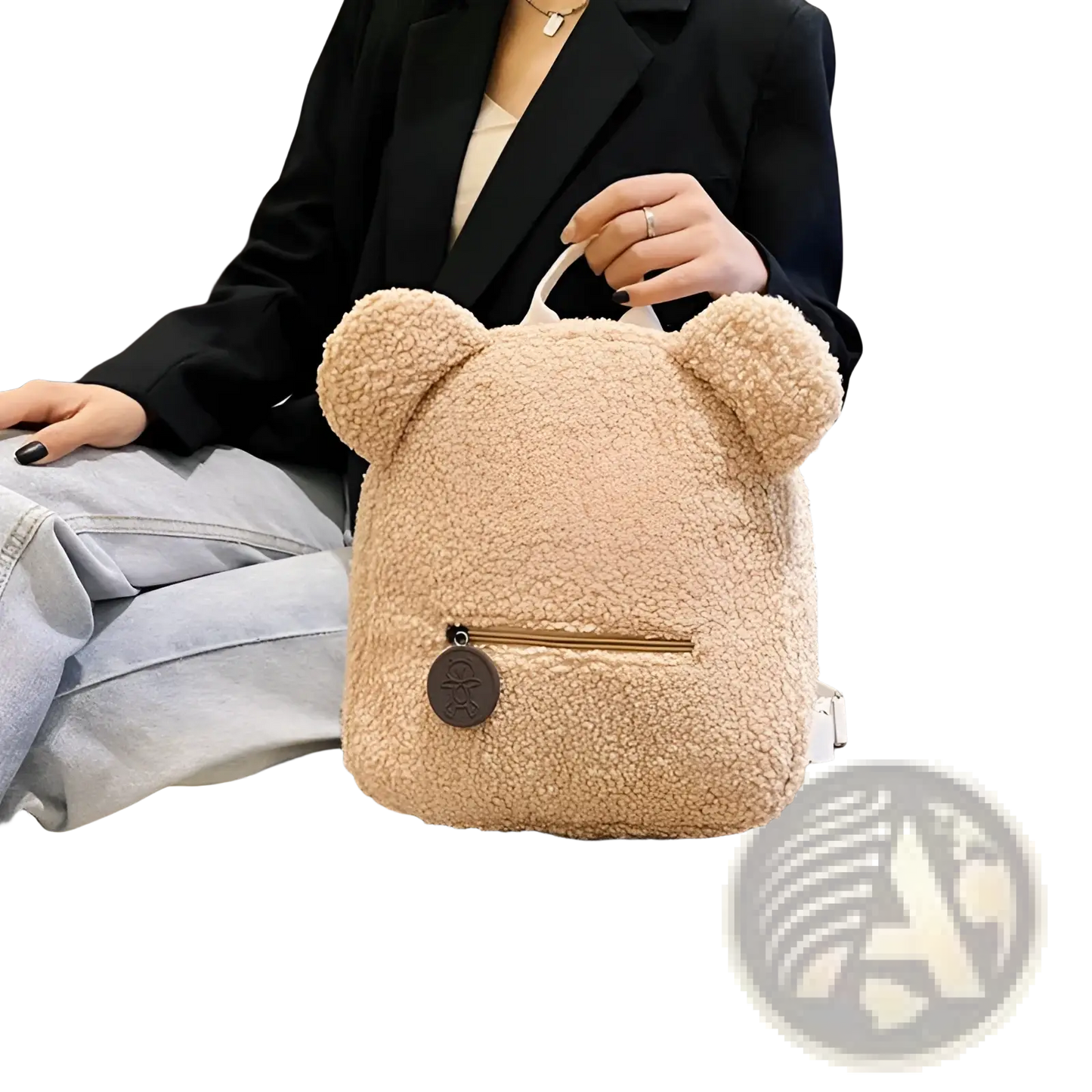 Bear Shaped Plush Backpack Cute Fuzzy Fleece Rucksack