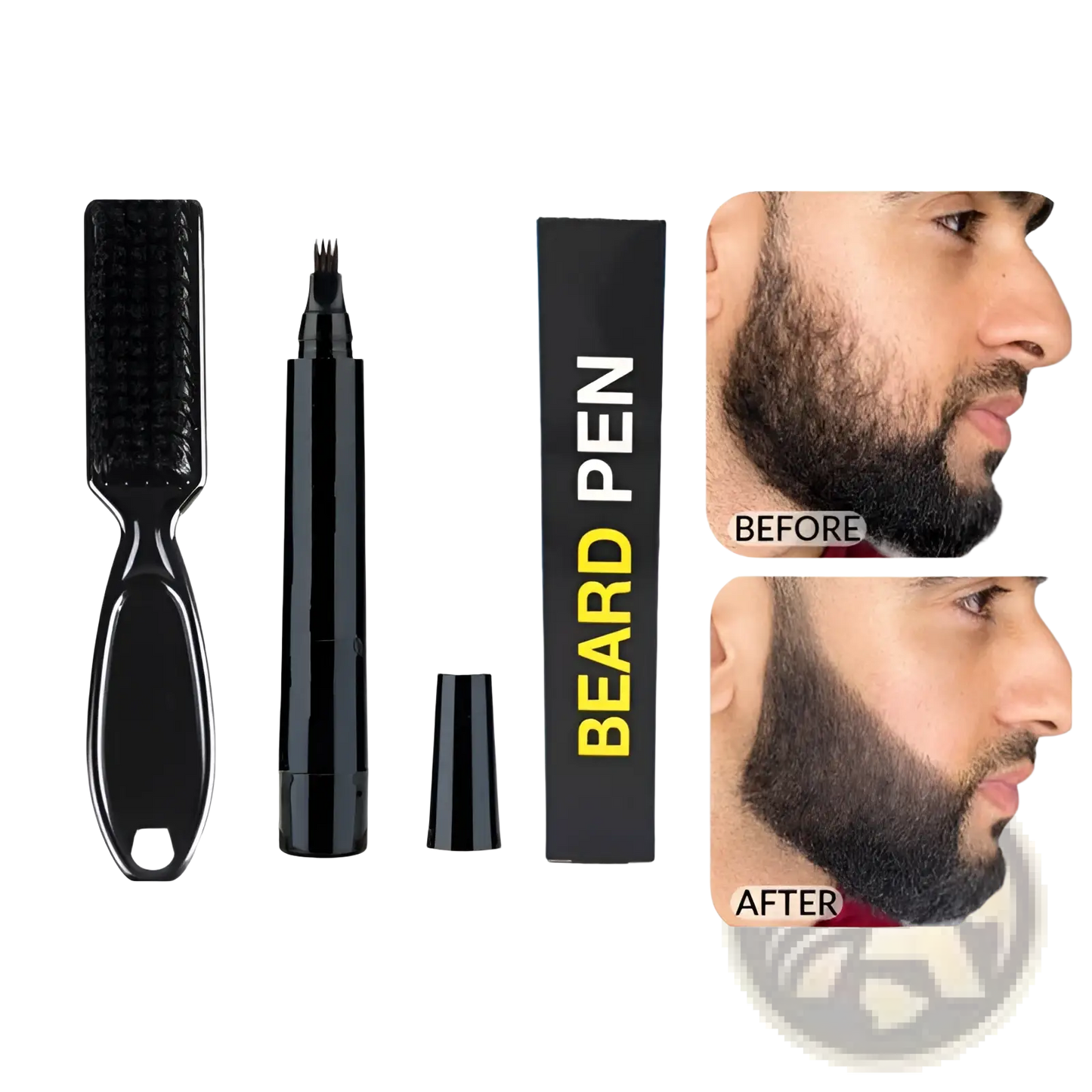 Beard Pen and Brush Grooming Set for Men Black