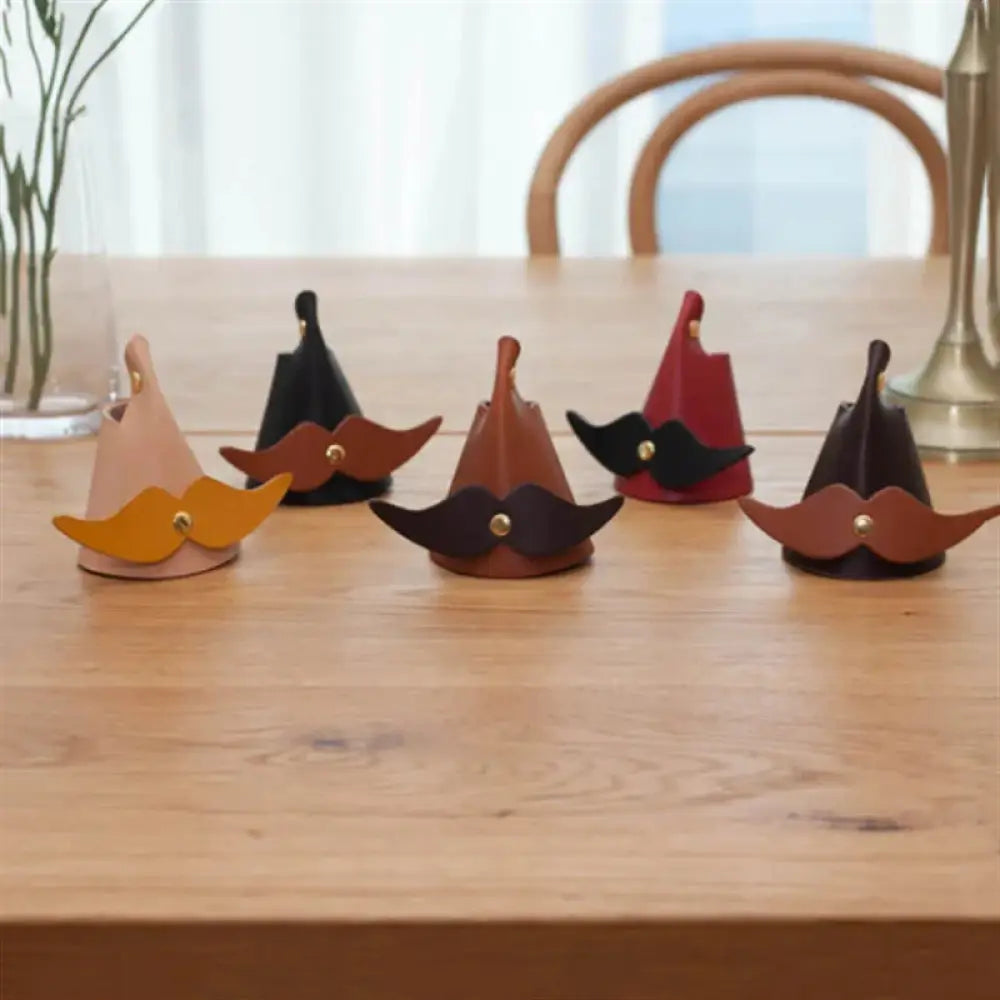 Handmade Mustache Leather Eyeglasses Holder Stand