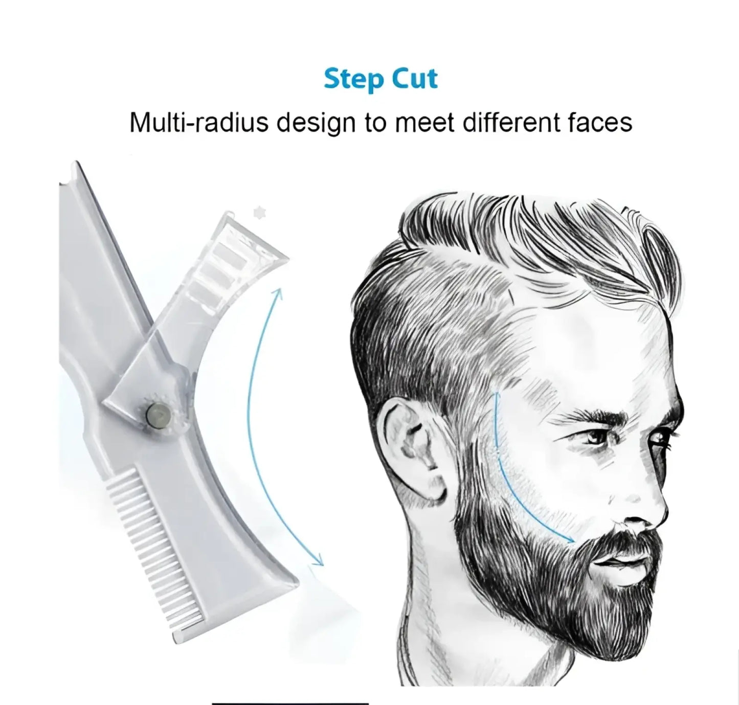 Beard Shaping Template Comb with 360 Degree Rotation