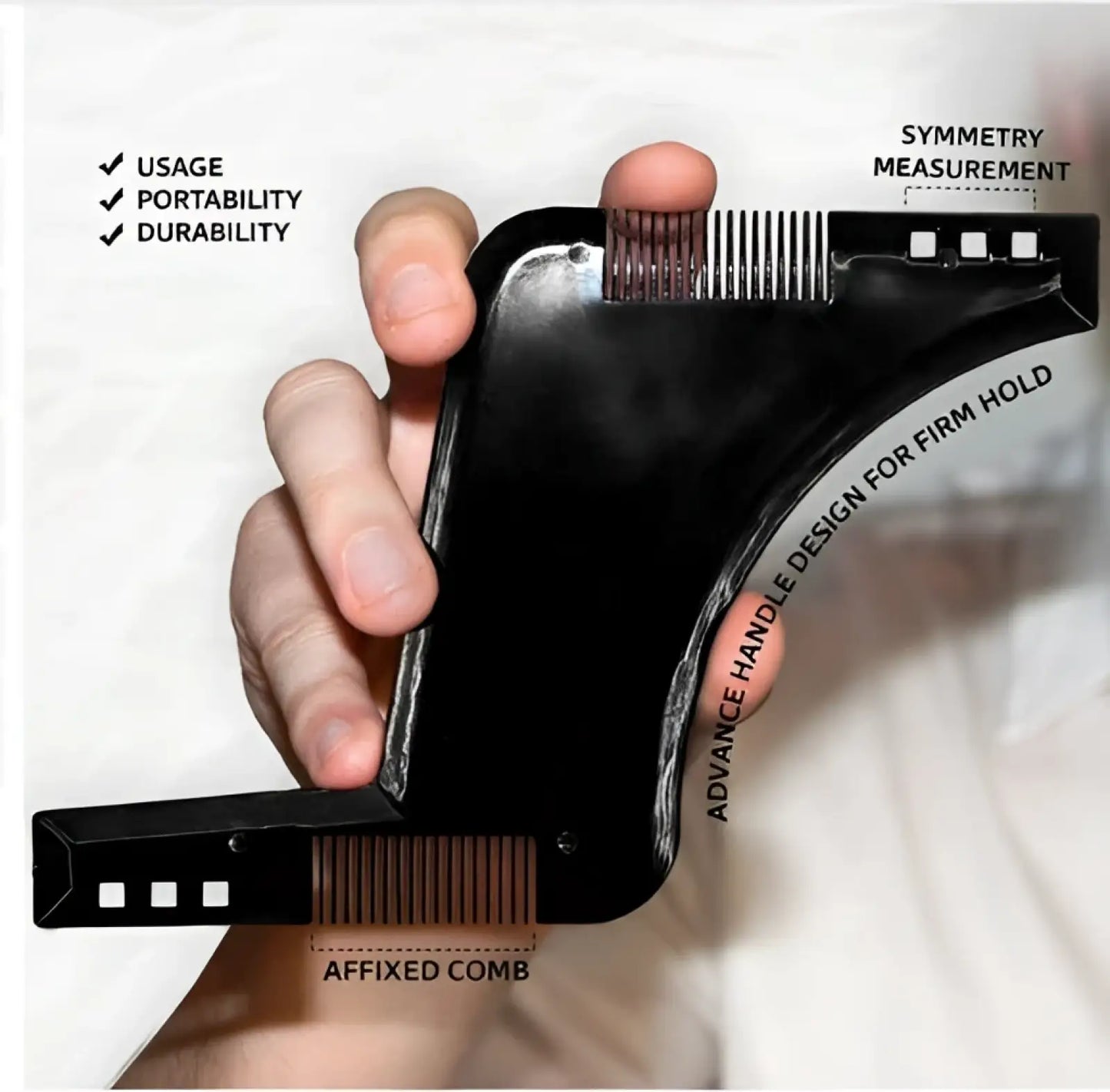 Beard Shaping Tool and Comb for Precise Trimming