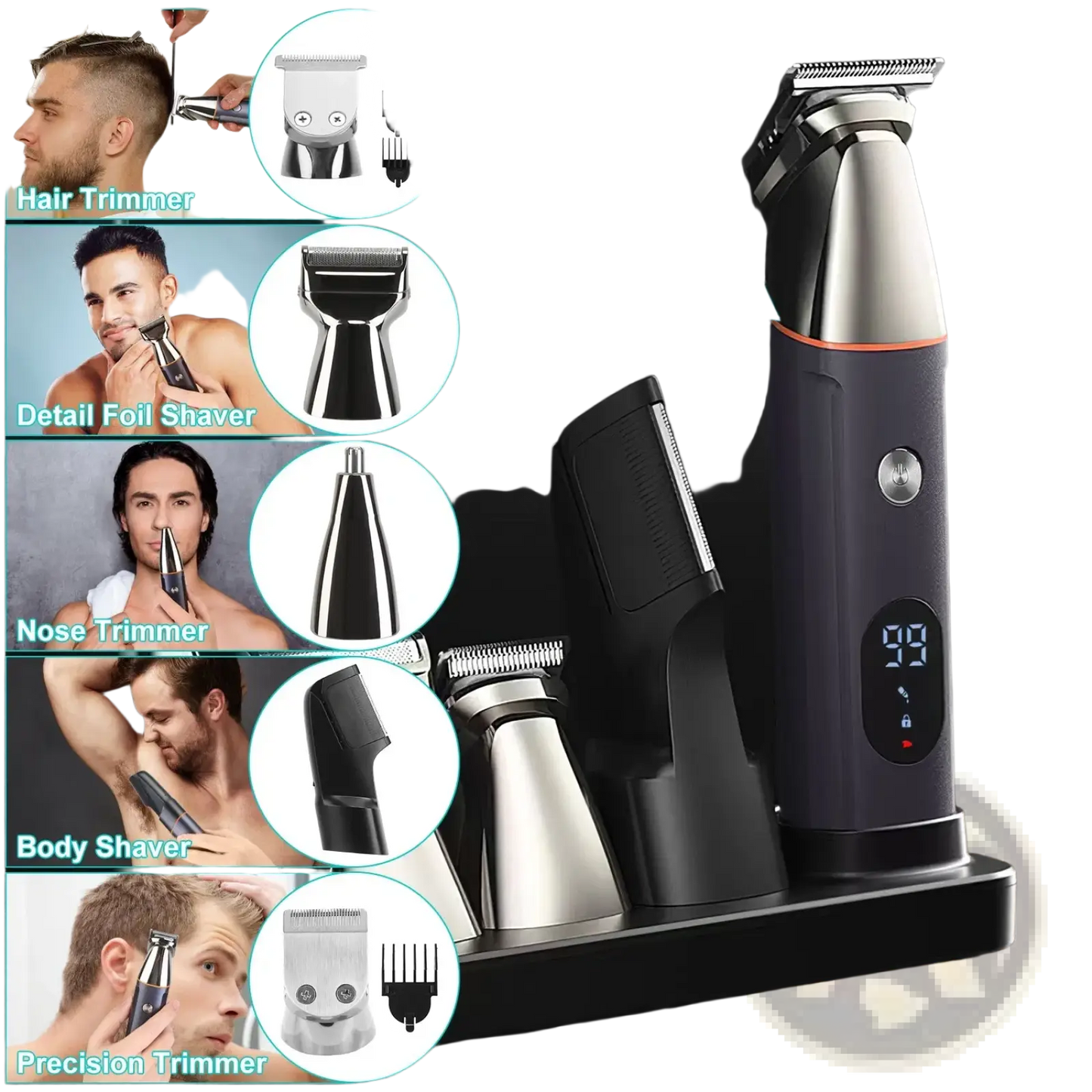 Beard Trimmer for Men 5 in 1 Ipx5 Waterproof Kit