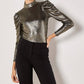 Apricot - Ruched Sleeve Metallic Top