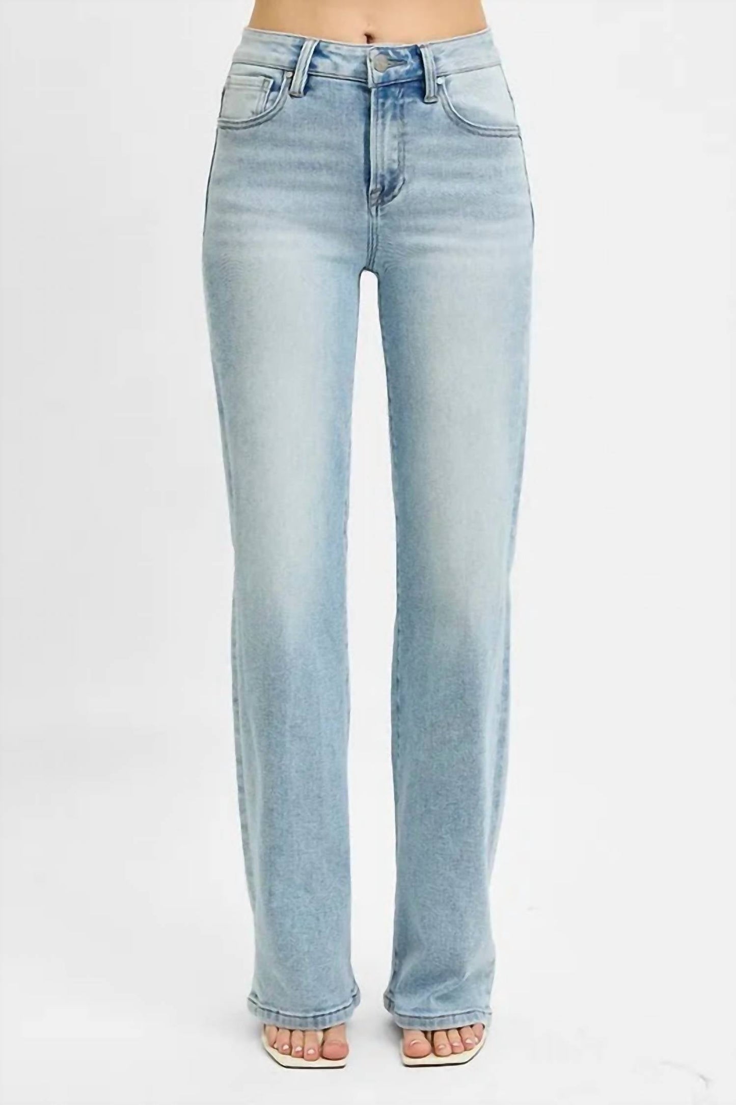 Trendsi - Women's Risen High Rise Wide Leg 90's Jeans
