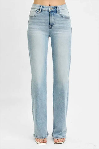 Trendsi - Women's Risen High Rise Wide Leg 90's Jeans