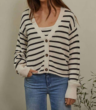 By Together - Knit Sweater Striped V-Neck Cardigan