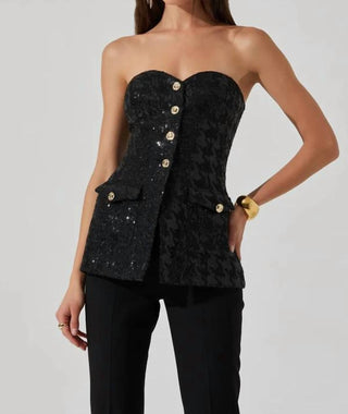 Astr - Adeline Sequin Houndstooth Bustier Top