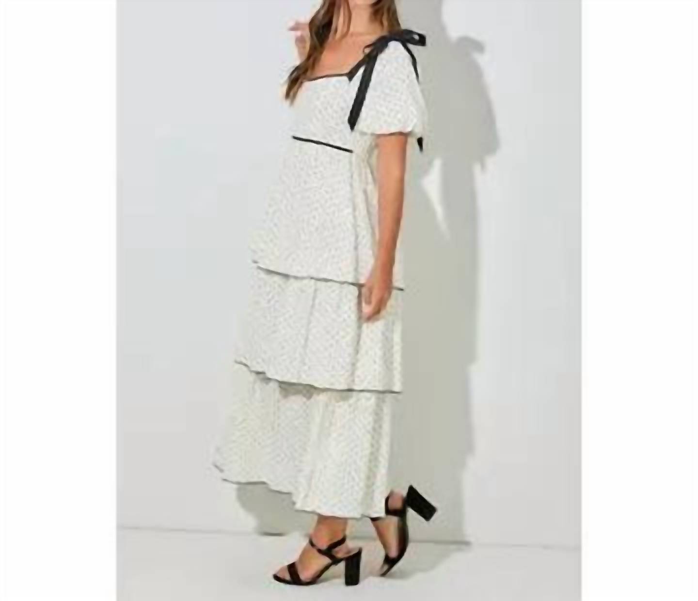 Baevely By Wellmade - Kat Tiered Polkadot Midi Dress
