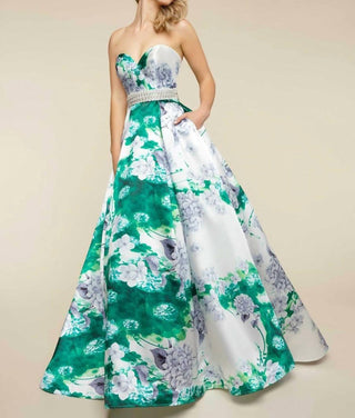 Mac Duggal - Strapless Sweetheart Neckline Floral Ball Gown