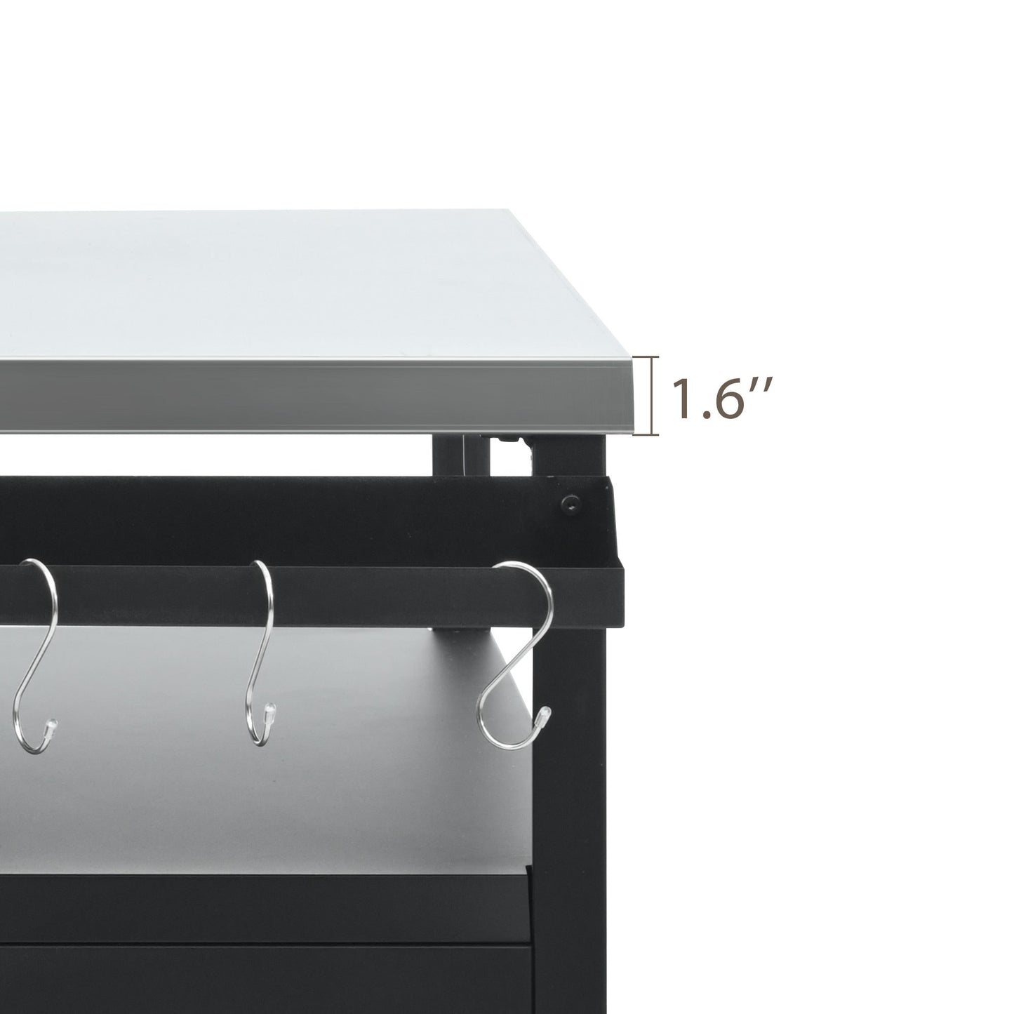 K&K 54.5 Inch Outdoor Kitchen Island with Stainless Steel Tabletop