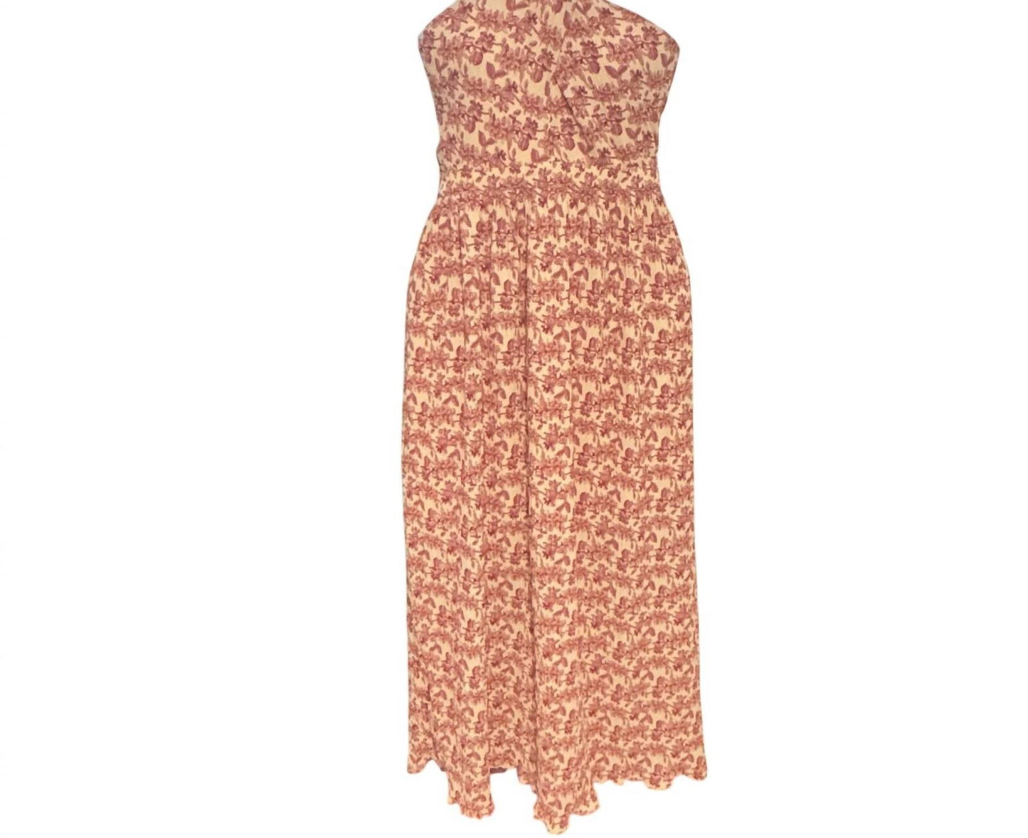 Tcec - Printed Pleated Halter Midi Dress